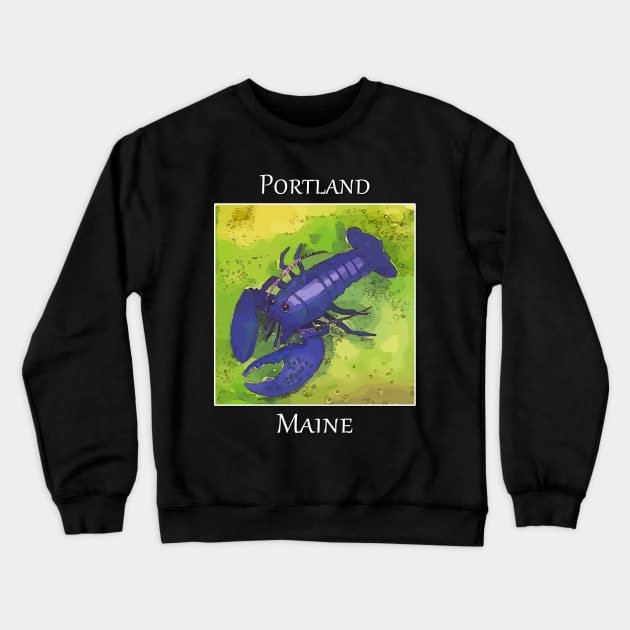 Rare purple lobster as you might find in a city like Portlan Maine Crewneck Sweatshirt by WelshDesigns